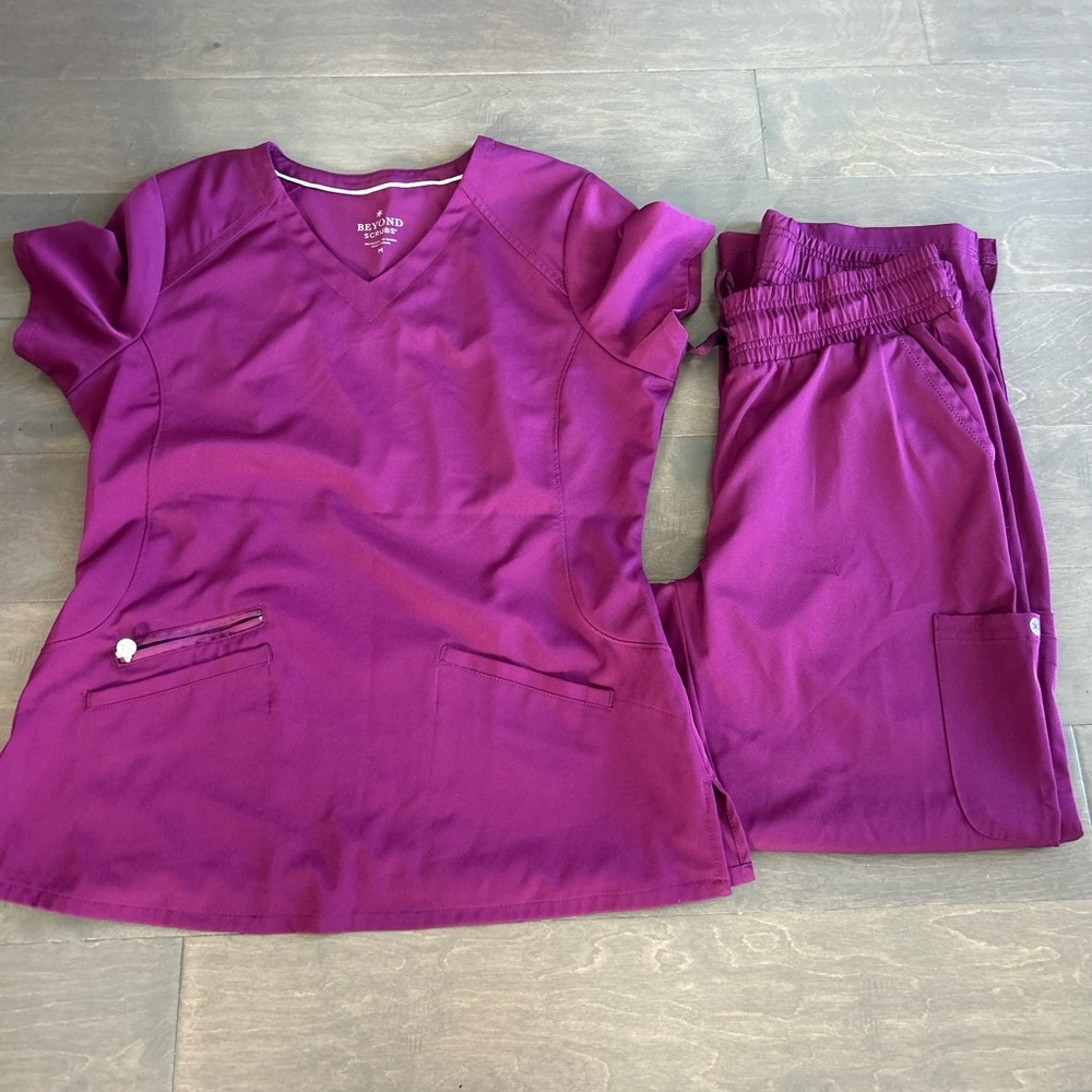 Wine  Scrub Set by Beyond Scrubs